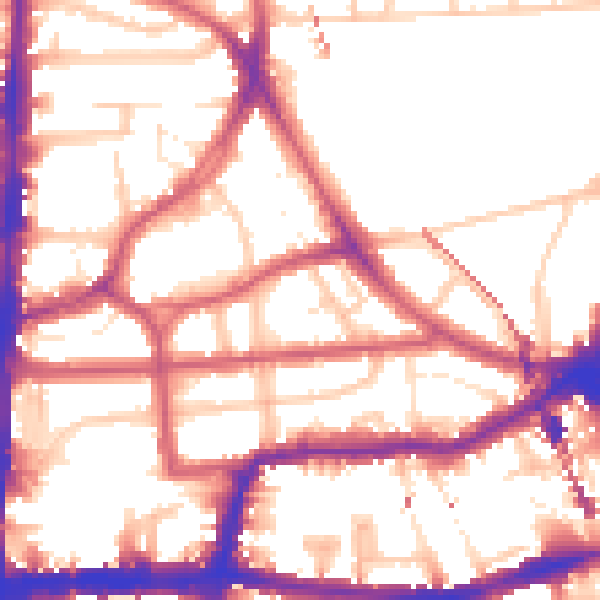 Daytime road noise heatmap for E8 2JN