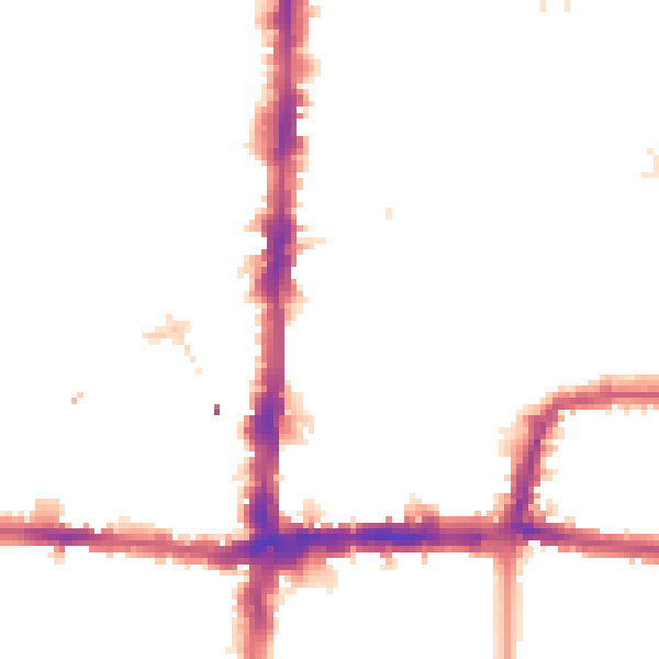 Night-time road noise heatmap for E8 2LU