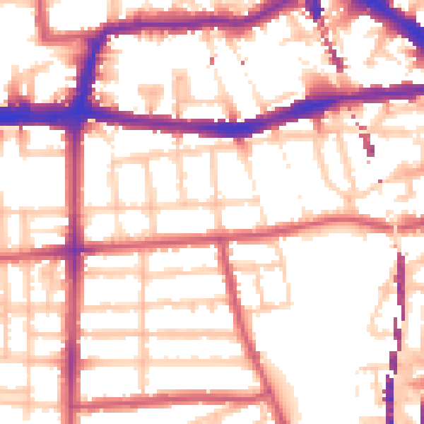 Daytime road noise heatmap for E8 3BH