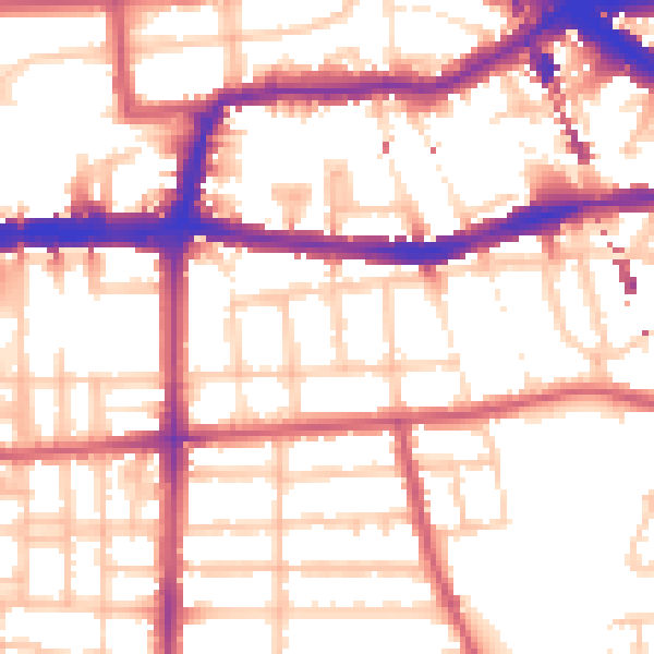 Daytime road noise heatmap for E8 3BJ