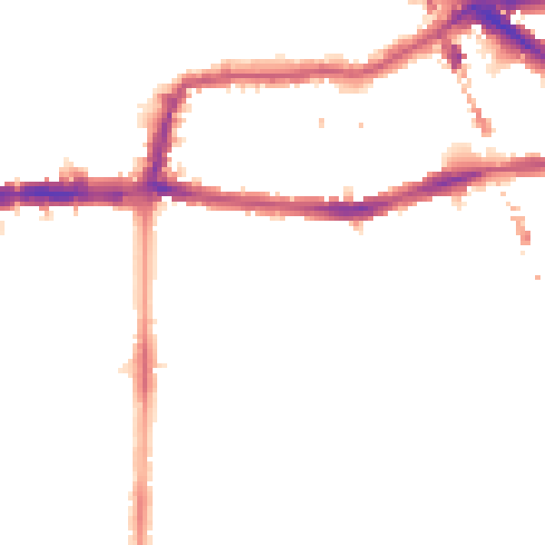 Night-time road noise heatmap for E8 3BJ