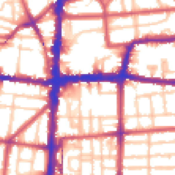 Daytime road noise heatmap for E8 3DW