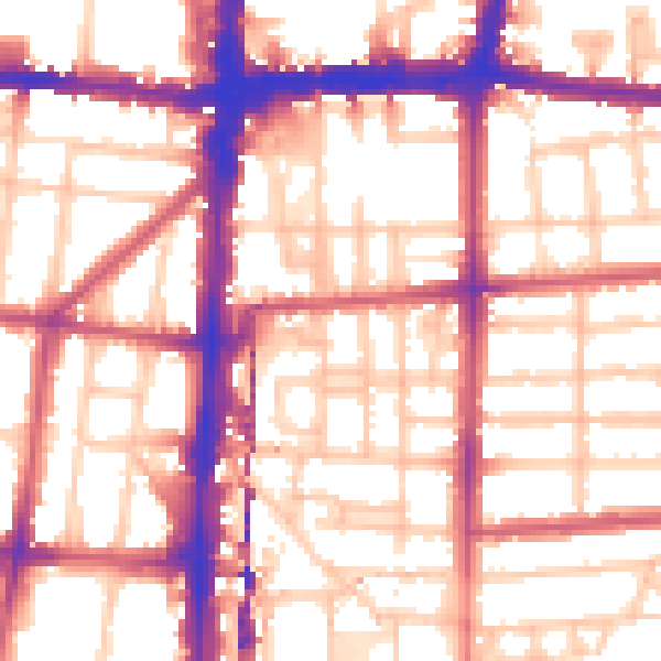 Daytime road noise heatmap for E8 3JR