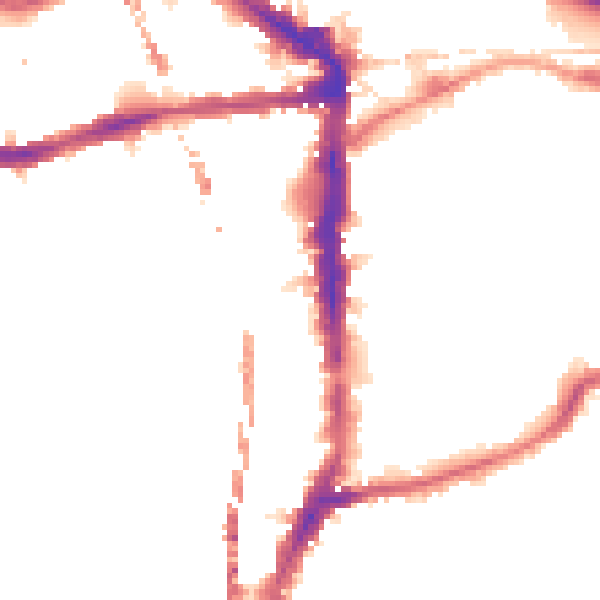 Night-time road noise heatmap for E8 3QR
