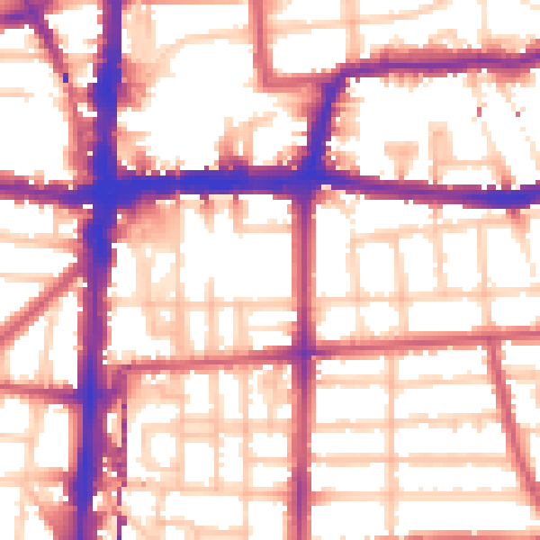 Daytime road noise heatmap for E8 3TQ