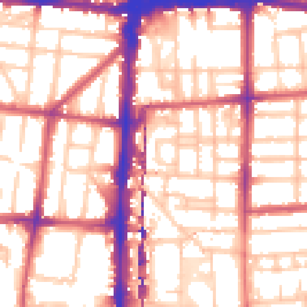 Daytime road noise heatmap for E8 4BG