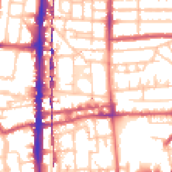 Daytime road noise heatmap for E8 4JD