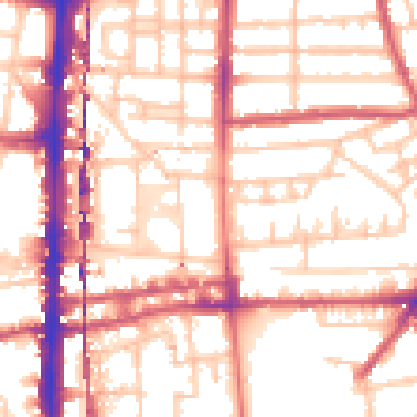 Daytime road noise heatmap for E8 4JJ
