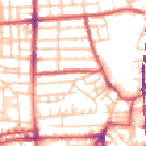 Daytime road noise heatmap for E8 4LY