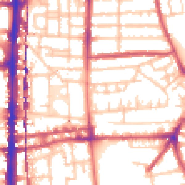 Daytime road noise heatmap for E8 4NW