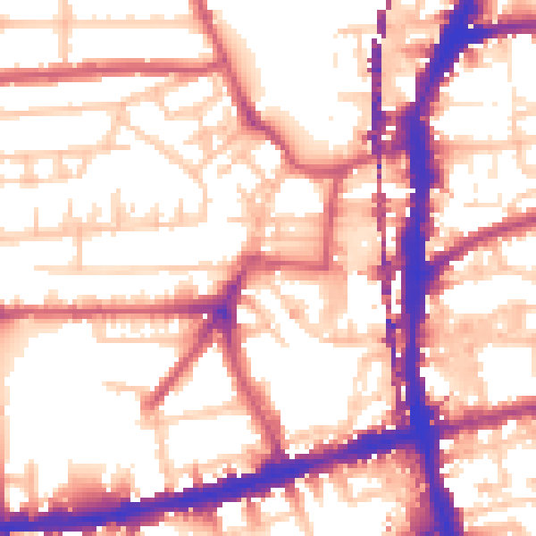 Daytime road noise heatmap for E8 4QU