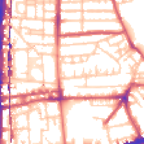 Daytime road noise heatmap for E8 4SQ