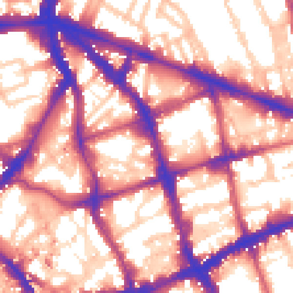 Daytime road noise heatmap for EC1V 0ED
