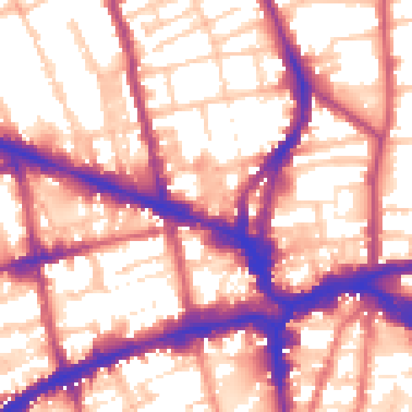 Daytime road noise heatmap for EC1V 1NR
