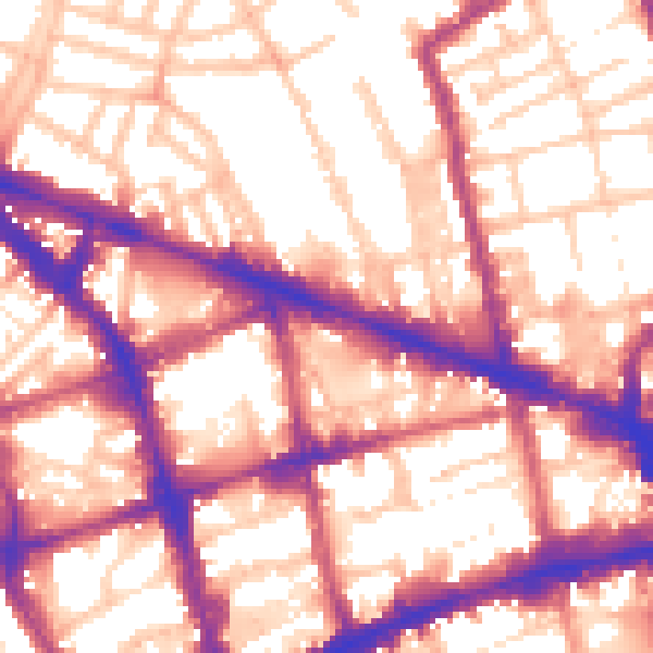 Daytime road noise heatmap for EC1V 2AB