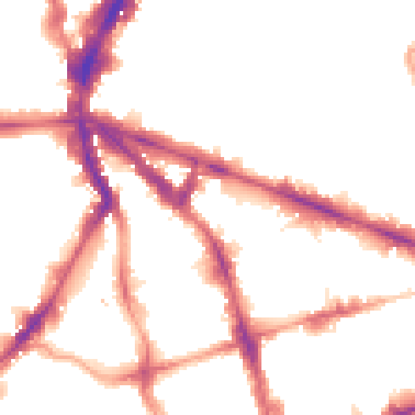Night-time road noise heatmap for EC1V 2PT