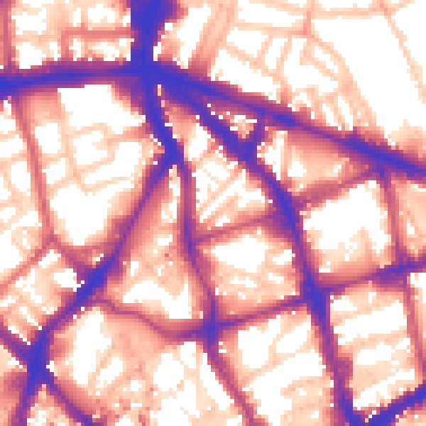 Daytime road noise heatmap for EC1V 7HU