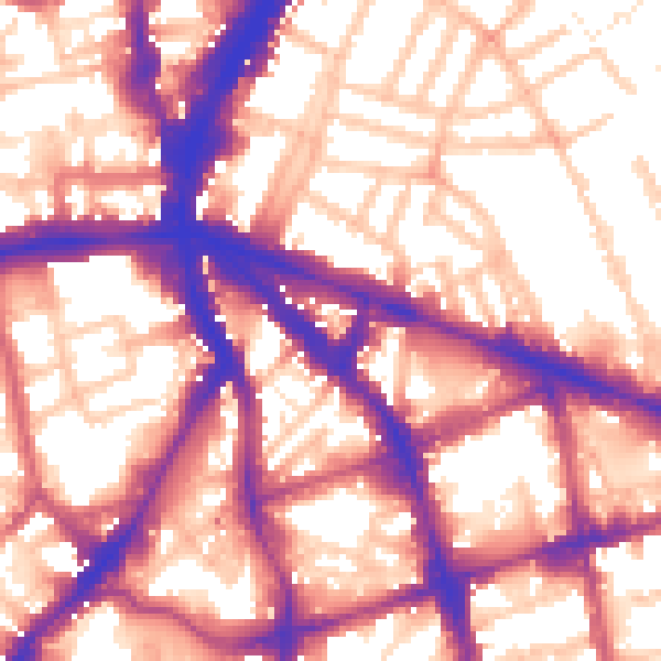 Daytime road noise heatmap for EC1V 7LN