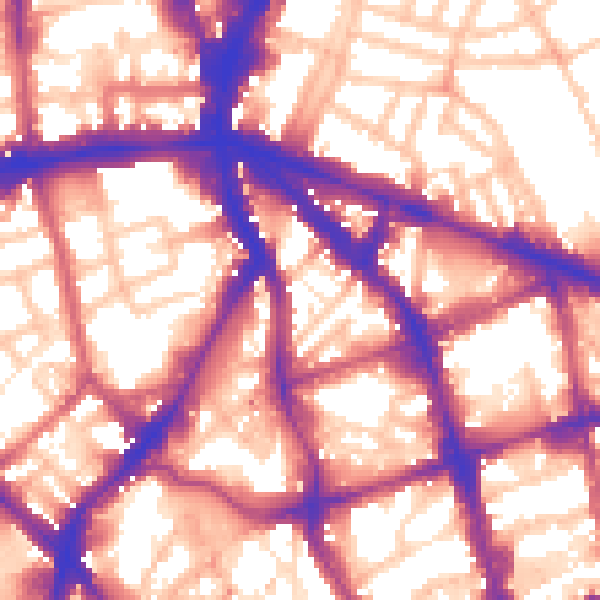 Daytime road noise heatmap for EC1V 7NL