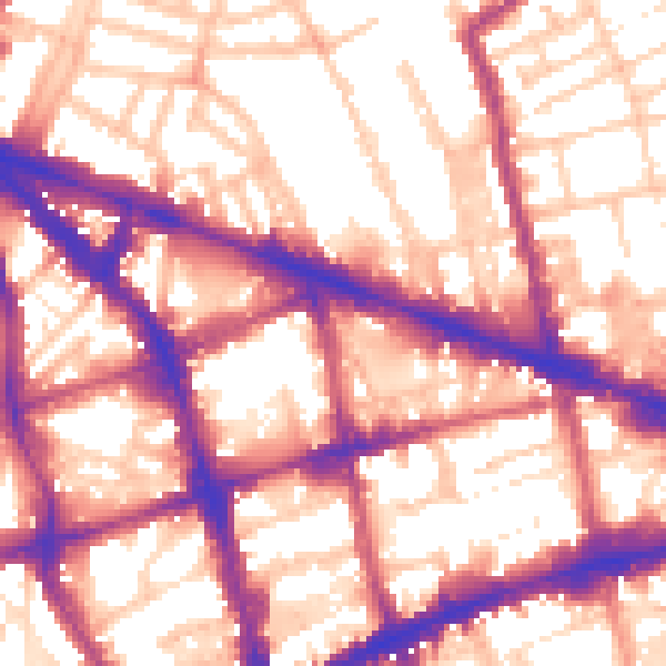 Daytime road noise heatmap for EC1V 8AS
