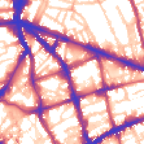 Daytime road noise heatmap for EC1V 8DX