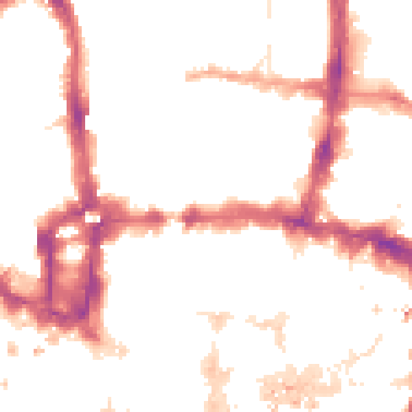 Night-time road noise heatmap for EC2Y 5AU