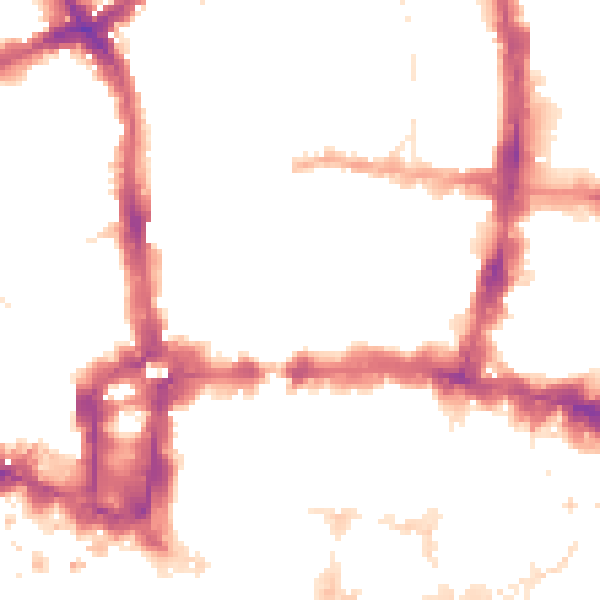 Night-time road noise heatmap for EC2Y 5EJ