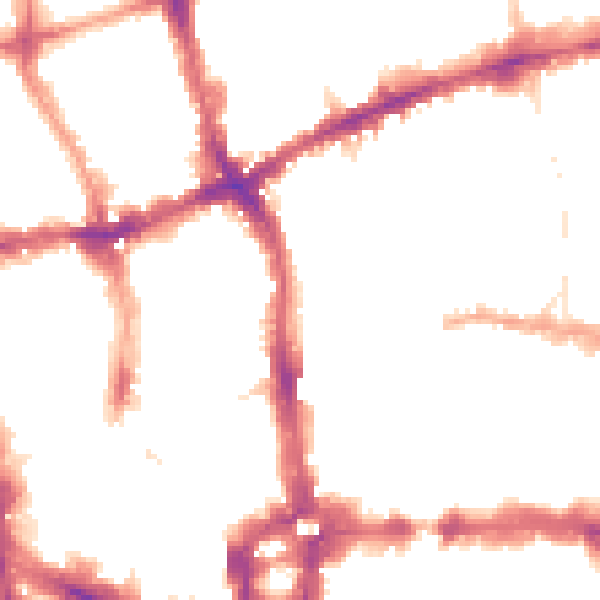 Night-time road noise heatmap for EC2Y 8AF