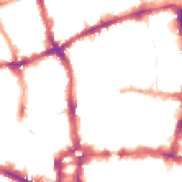 Night-time road noise heatmap for EC2Y 8AG