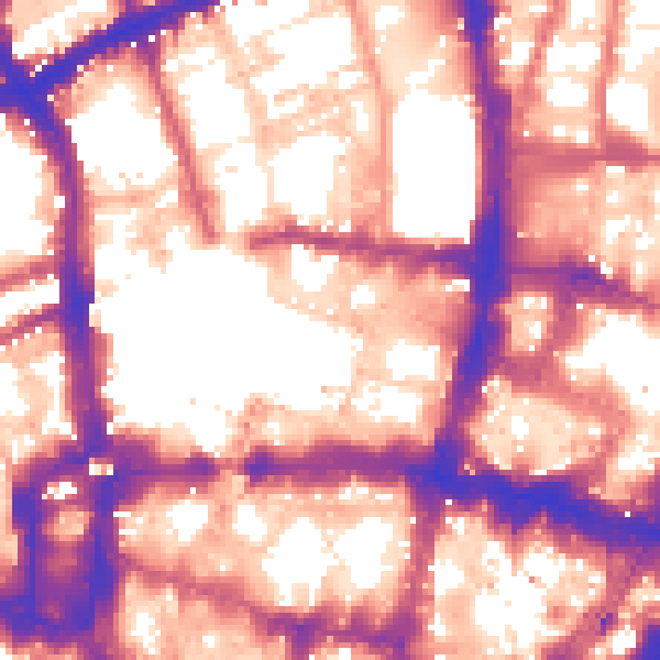 Daytime road noise heatmap for EC2Y 8AU