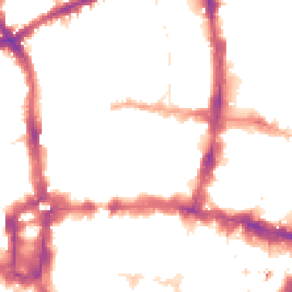 Night-time road noise heatmap for EC2Y 8AU