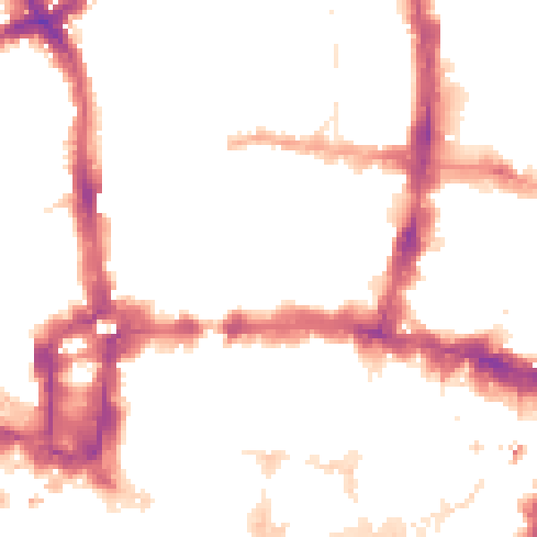 Night-time road noise heatmap for EC2Y 8BA