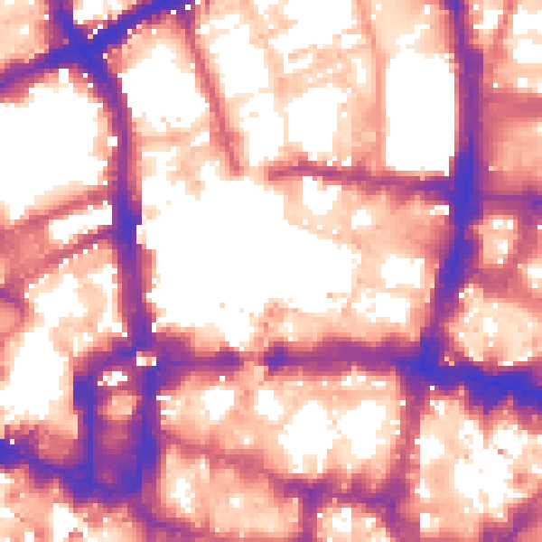 Daytime road noise heatmap for EC2Y 8BD