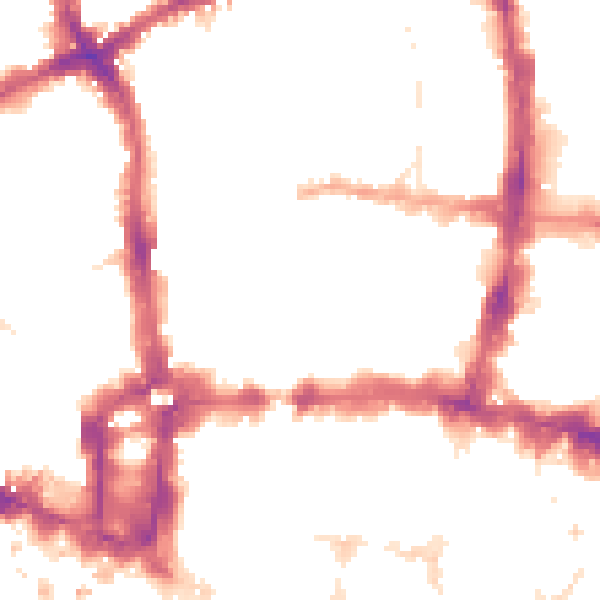 Night-time road noise heatmap for EC2Y 8BD