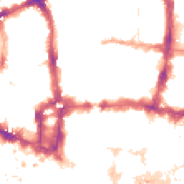 Night-time road noise heatmap for EC2Y 8BH