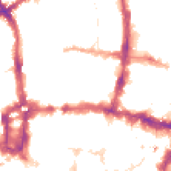 Night-time road noise heatmap for EC2Y 8BN