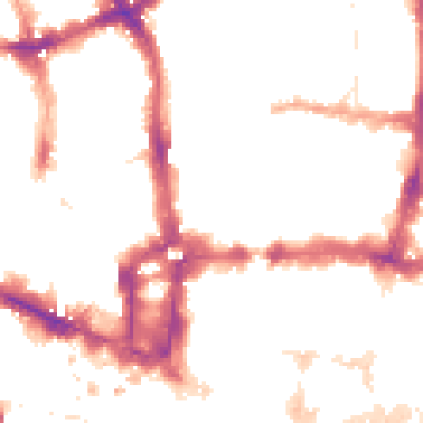 Night-time road noise heatmap for EC2Y 8BP