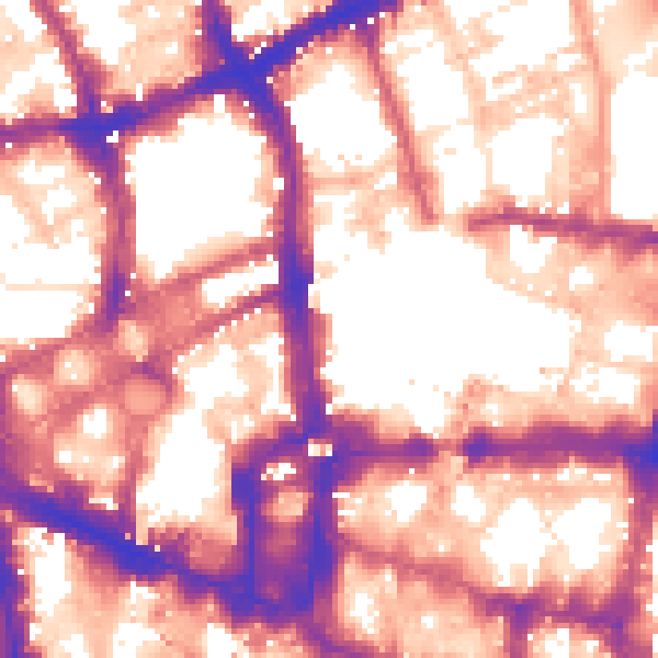 Daytime road noise heatmap for EC2Y 8BX