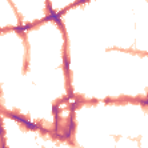 Night-time road noise heatmap for EC2Y 8BX