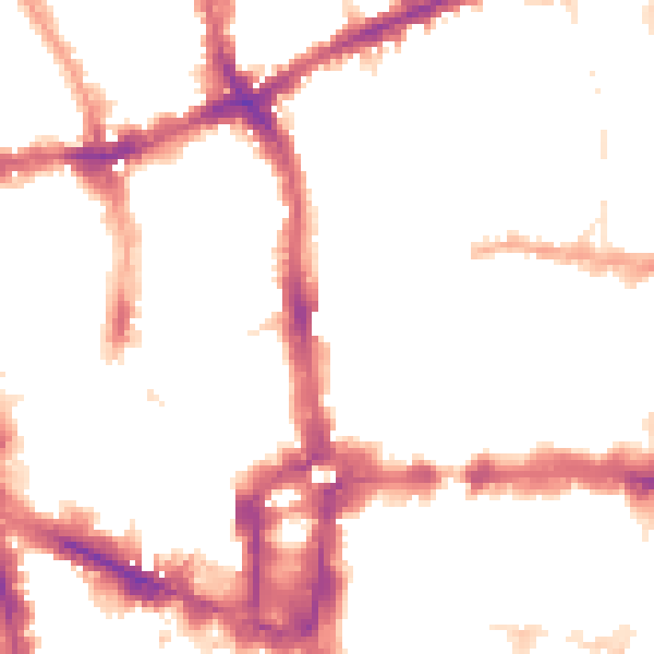 Night-time road noise heatmap for EC2Y 8BY