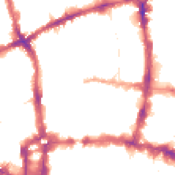 Night-time road noise heatmap for EC2Y 8DD