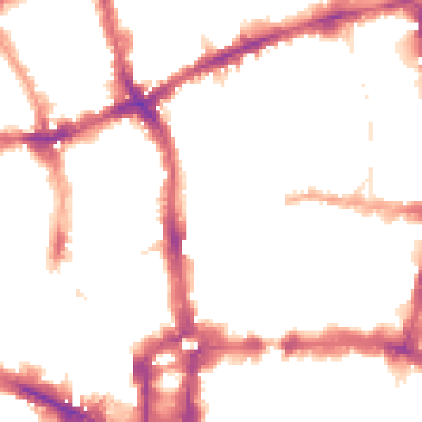 Night-time road noise heatmap for EC2Y 8DE