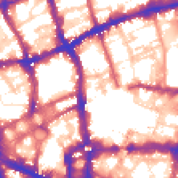 Daytime road noise heatmap for EC2Y 8DH