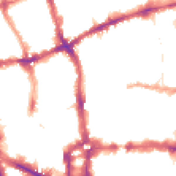 Night-time road noise heatmap for EC2Y 8DH