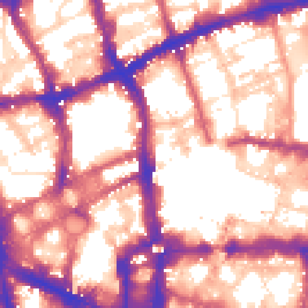 Daytime road noise heatmap for EC2Y 8DJ