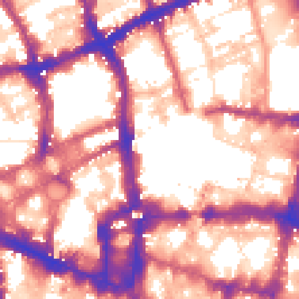 Daytime road noise heatmap for EC2Y 8DP