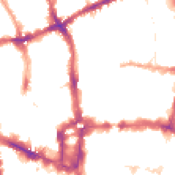 Night-time road noise heatmap for EC2Y 8DP