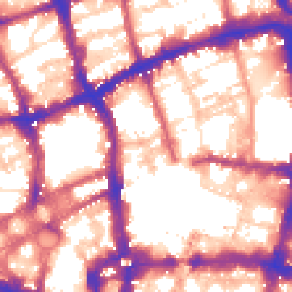 Daytime road noise heatmap for EC2Y 8DY