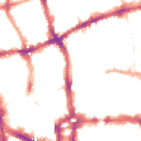 Night-time road noise heatmap for EC2Y 8EA