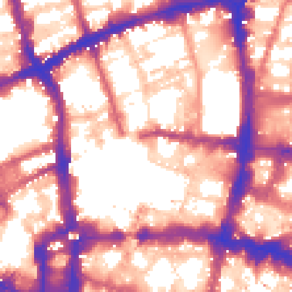 Daytime road noise heatmap for EC2Y 8NB